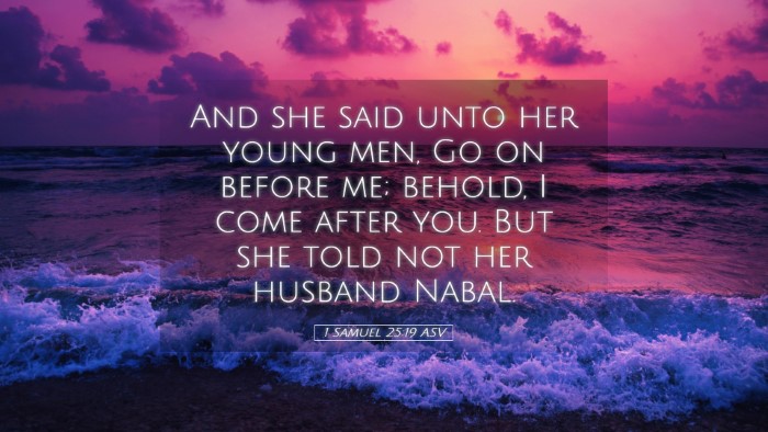 Picture 05 - 1 Samuel 25:19 ASV Desktop Wallpaper - And she said unto her young men, Go on before me; - Desktop Bible Verse Wallpaper
