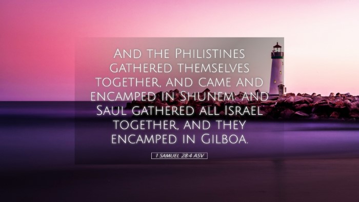 Picture 05 - 1 Samuel 28:4 ASV Desktop Wallpaper - And the Philistines gathered themselves together, - Desktop Bible Verse Wallpaper