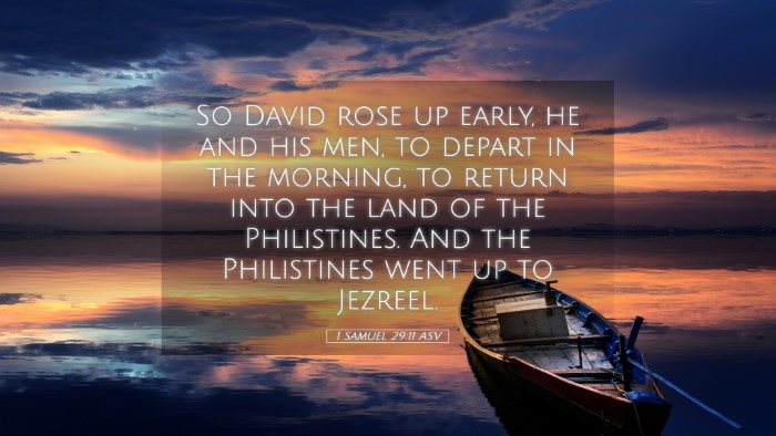 Picture 05 - 1 Samuel 29:11 ASV Desktop Wallpaper - So David rose up early, he and his men, to depart - Desktop Bible Verse Wallpaper