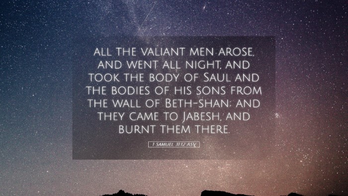 Picture 05 - 1 Samuel 31:12 ASV Desktop Wallpaper - all the valiant men arose, and went all night, - Desktop Bible Verse Wallpaper