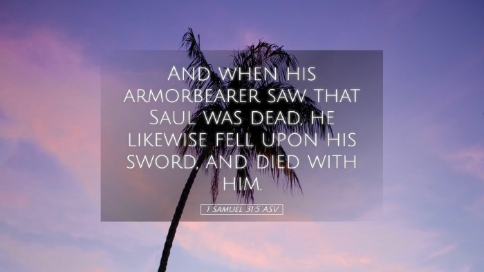 Picture 05 - 1 Samuel 31:5 ASV Desktop Wallpaper - And when his armorbearer saw that Saul was dead, - Desktop Bible Verse Wallpaper