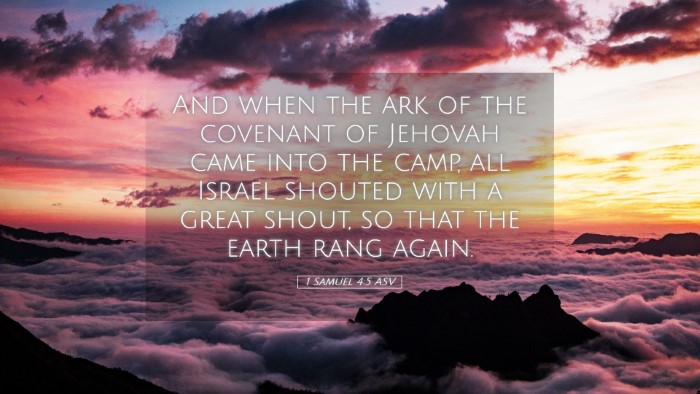 Picture 05 - 1 Samuel 4:5 ASV Desktop Wallpaper - And when the ark of the covenant of Jehovah came - Desktop Bible Verse Wallpaper