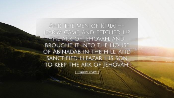 Picture 05 - 1 Samuel 7:1 ASV Desktop Wallpaper - And the men of Kiriath-jearim came, and fetched - Desktop Bible Verse Wallpaper