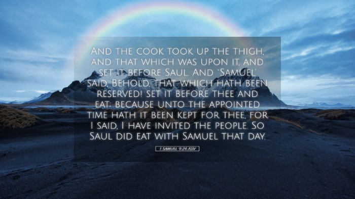 Picture 05 - 1 Samuel 9:24 ASV Desktop Wallpaper - And the cook took up the thigh, and that which - Desktop Bible Verse Wallpaper
