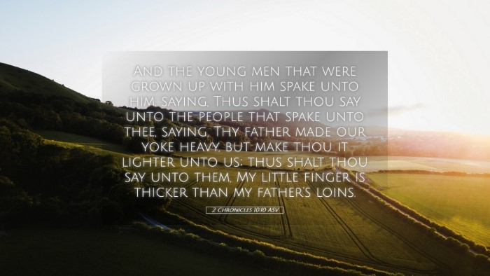 Picture 05 - 2 Chronicles 10:10 ASV Desktop Wallpaper - And the young men that were grown up with him - Desktop Bible Verse Wallpaper