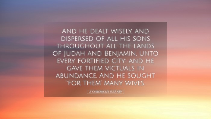 Picture 05 - 2 Chronicles 11:23 ASV Desktop Wallpaper - And he dealt wisely, and dispersed of all his - Desktop Bible Verse Wallpaper