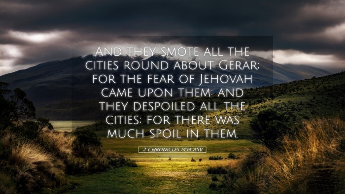 Picture 05 - 2 Chronicles 14:14 ASV Desktop Wallpaper - And they smote all the cities round about Gerar; - Desktop Bible Verse Wallpaper