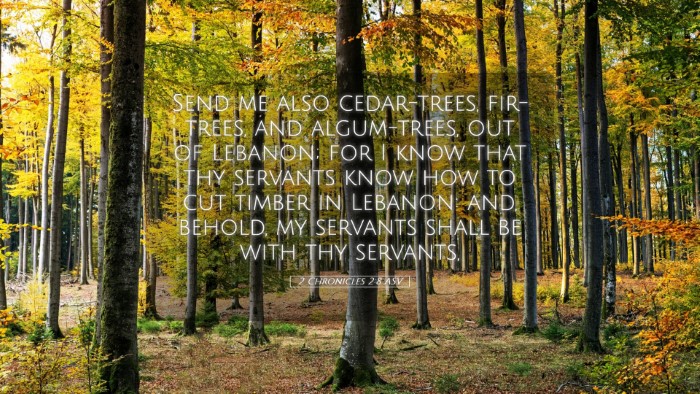 Picture 05 - 2 Chronicles 2:8 ASV Desktop Wallpaper - Send me also cedar-trees, fir-trees, and - Desktop Bible Verse Wallpaper