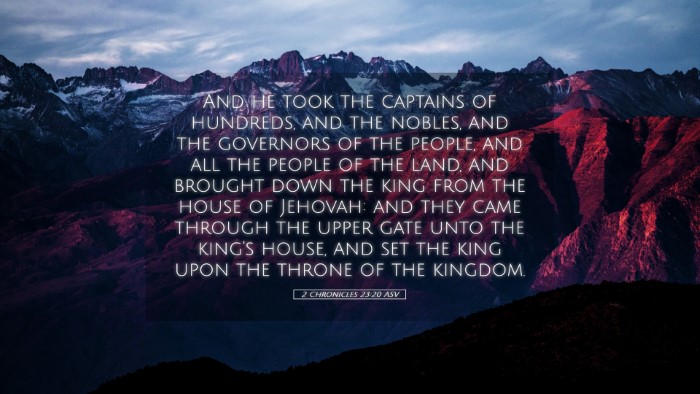 Picture 05 - 2 Chronicles 23:20 ASV Desktop Wallpaper - And he took the captains of hundreds, and the - Desktop Bible Verse Wallpaper