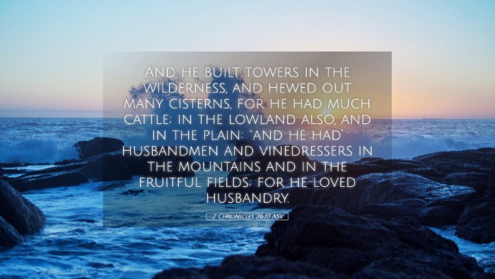 Picture 05 - 2 Chronicles 26:10 ASV Desktop Wallpaper - And he built towers in the wilderness, and hewed - Desktop Bible Verse Wallpaper