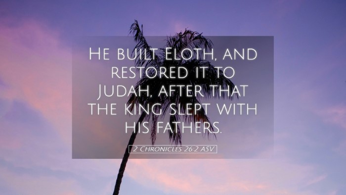Picture 05 - 2 Chronicles 26:2 ASV Desktop Wallpaper - He built Eloth, and restored it to Judah, after - Desktop Bible Verse Wallpaper