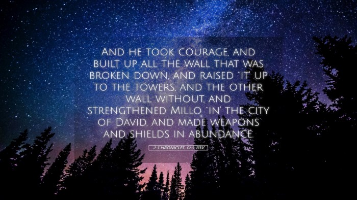 Picture 05 - 2 Chronicles 32:5 ASV Desktop Wallpaper - And he took courage, and built up all the wall - Desktop Bible Verse Wallpaper