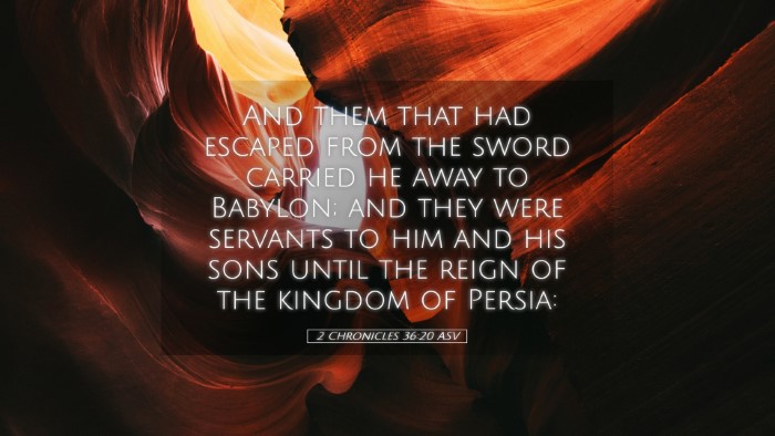 Picture 05 - 2 Chronicles 36:20 ASV Desktop Wallpaper - And them that had escaped from the sword carried - Desktop Bible Verse Wallpaper