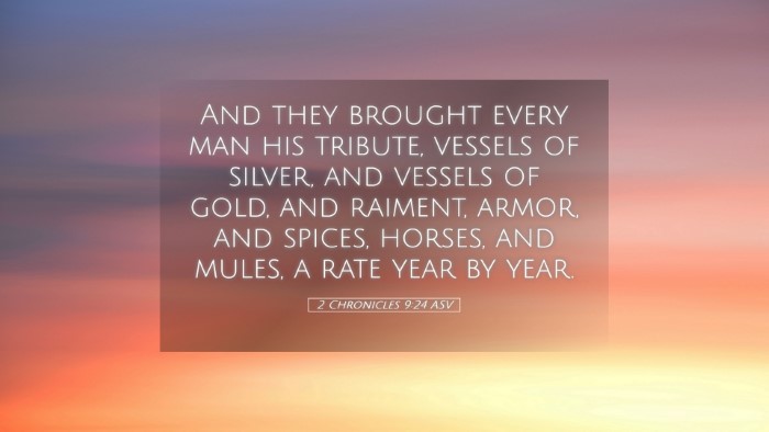 Picture 05 - 2 Chronicles 9:24 ASV Desktop Wallpaper - And they brought every man his tribute, vessels - Desktop Bible Verse Wallpaper