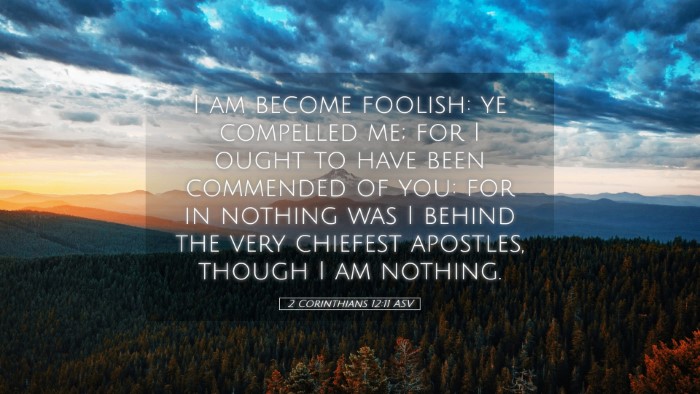 Picture 05 - 2 Corinthians 12:11 ASV Desktop Wallpaper - I am become foolish: ye compelled me; for I ought - Desktop Bible Verse Wallpaper