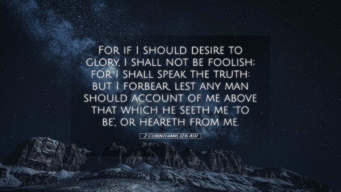 Picture 05 - 2 Corinthians 12:6 ASV Desktop Wallpaper - For if I should desire to glory, I shall not be - Desktop Bible Verse Wallpaper