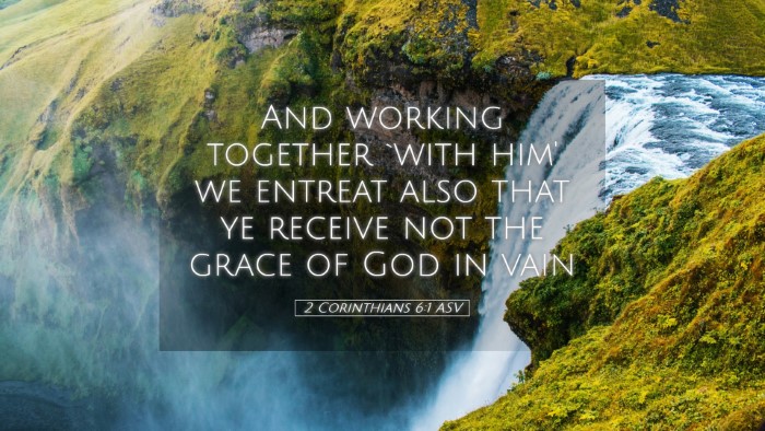 Picture 05 - 2 Corinthians 6:1 ASV Desktop Wallpaper - And working together `with him' we entreat also - Desktop Bible Verse Wallpaper