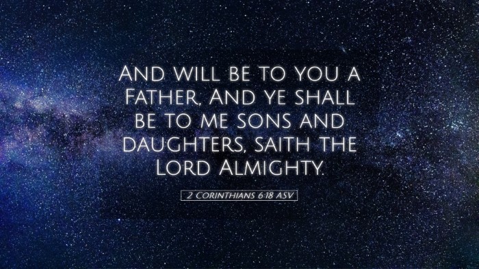 Picture 05 - 2 Corinthians 6:18 ASV Desktop Wallpaper - And will be to you a Father, And ye shall be to - Desktop Bible Verse Wallpaper
