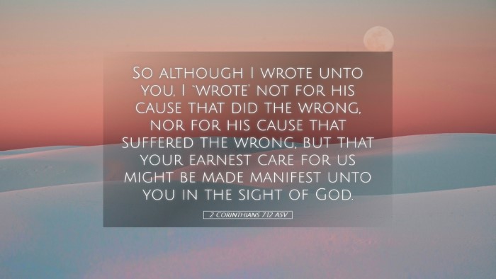 Picture 05 - 2 Corinthians 7:12 ASV Desktop Wallpaper - So although I wrote unto you, I `wrote' not for - Desktop Bible Verse Wallpaper