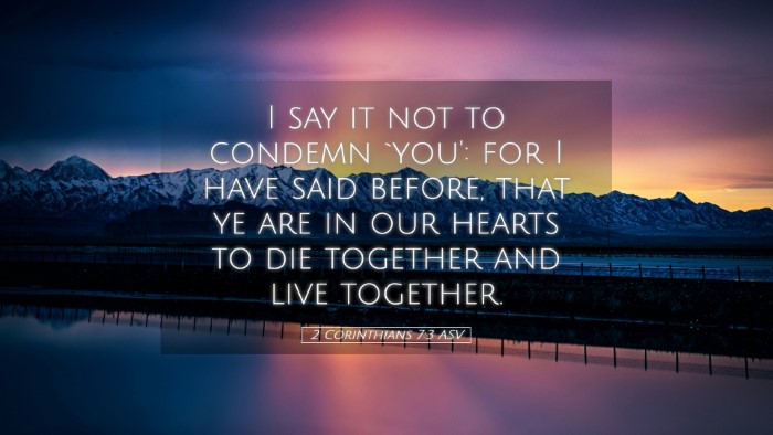 Picture 05 - 2 Corinthians 7:3 ASV Desktop Wallpaper - I say it not to condemn `you': for I have said - Desktop Bible Verse Wallpaper