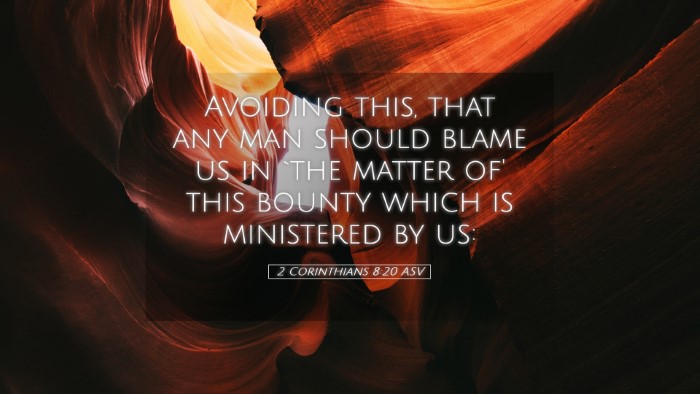 Picture 05 - 2 Corinthians 8:20 ASV Desktop Wallpaper - Avoiding this, that any man should blame us in - Desktop Bible Verse Wallpaper