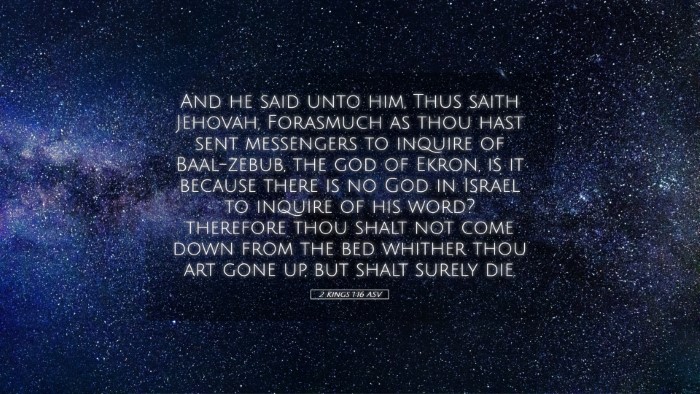 Picture 05 - 2 Kings 1:16 ASV Desktop Wallpaper - And he said unto him, Thus saith Jehovah, - Desktop Bible Verse Wallpaper