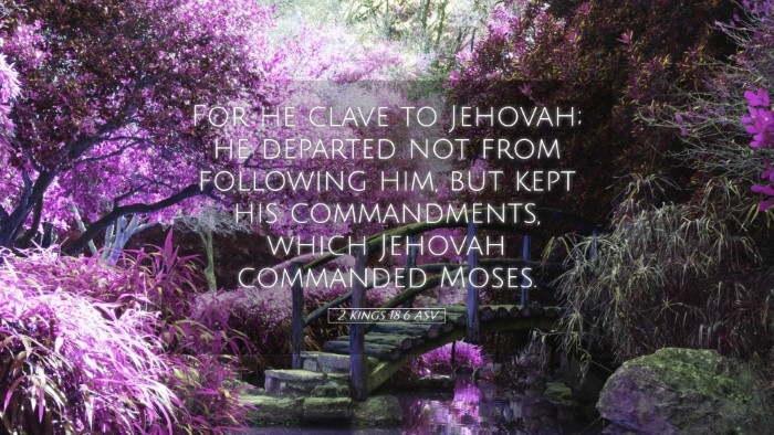 Picture 05 - 2 Kings 18:6 ASV Desktop Wallpaper - For he clave to Jehovah; he departed not from - Desktop Bible Verse Wallpaper