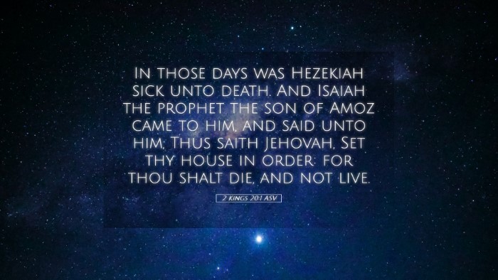 Picture 05 - 2 Kings 20:1 ASV Desktop Wallpaper - In those days was Hezekiah sick unto death. And - Desktop Bible Verse Wallpaper