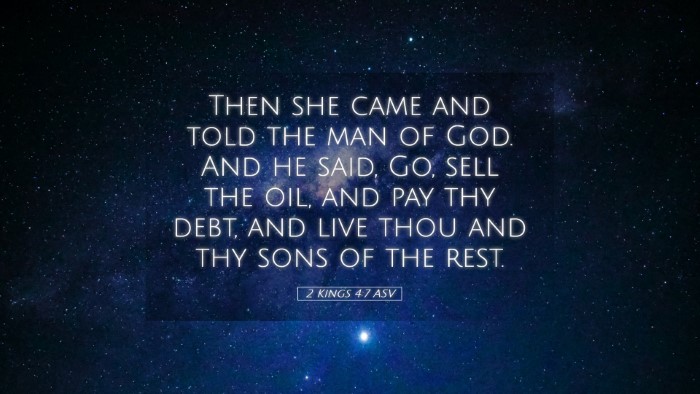 Picture 05 - 2 Kings 4:7 ASV Desktop Wallpaper - Then she came and told the man of God. And he - Desktop Bible Verse Wallpaper