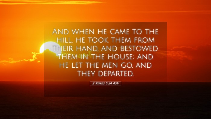 Picture 05 - 2 Kings 5:24 ASV Desktop Wallpaper - And when he came to the hill, he took them from - Desktop Bible Verse Wallpaper