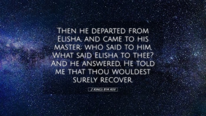 Picture 05 - 2 Kings 8:14 ASV Desktop Wallpaper - Then he departed from Elisha, and came to his - Desktop Bible Verse Wallpaper