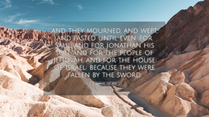 Picture 05 - 2 Samuel 1:12 ASV Desktop Wallpaper - and they mourned, and wept, and fasted until - Desktop Bible Verse Wallpaper