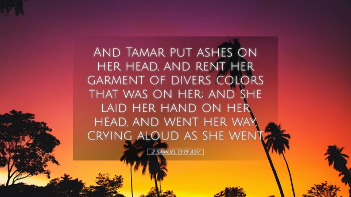 Picture 05 - 2 Samuel 13:19 ASV Desktop Wallpaper - And Tamar put ashes on her head, and rent her - Desktop Bible Verse Wallpaper