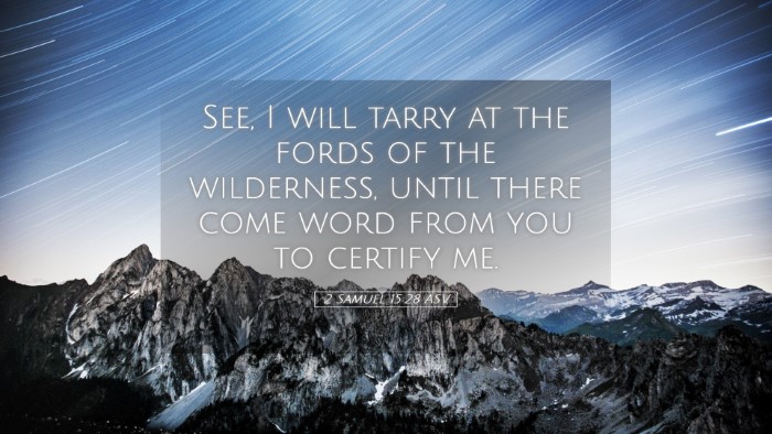 Picture 05 - 2 Samuel 15:28 ASV Desktop Wallpaper - See, I will tarry at the fords of the wilderness, - Desktop Bible Verse Wallpaper
