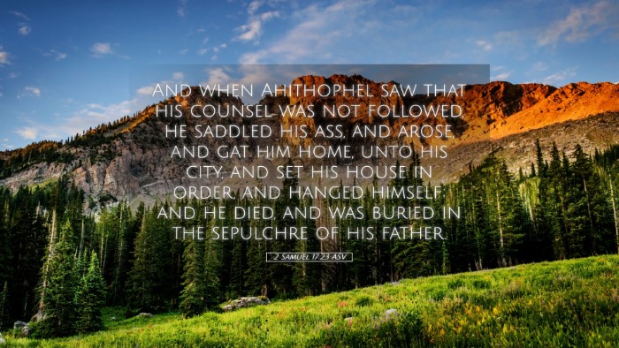 Picture 05 - 2 Samuel 17:23 ASV Desktop Wallpaper - And when Ahithophel saw that his counsel was not - Desktop Bible Verse Wallpaper