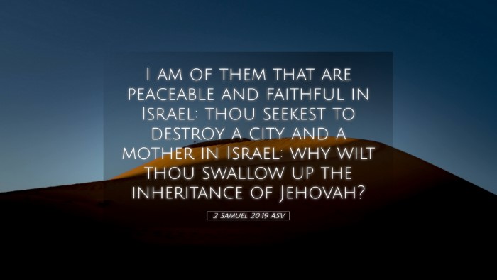 Picture 05 - 2 Samuel 20:19 ASV Desktop Wallpaper - I am of them that are peaceable and faithful in - Desktop Bible Verse Wallpaper