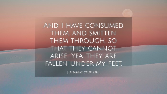 Picture 05 - 2 Samuel 22:39 ASV Desktop Wallpaper - And I have consumed them, and smitten them - Desktop Bible Verse Wallpaper