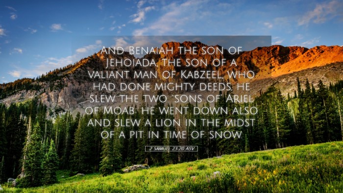 Picture 05 - 2 Samuel 23:20 ASV Desktop Wallpaper - And Benaiah the son of Jehoiada, the son of a - Desktop Bible Verse Wallpaper