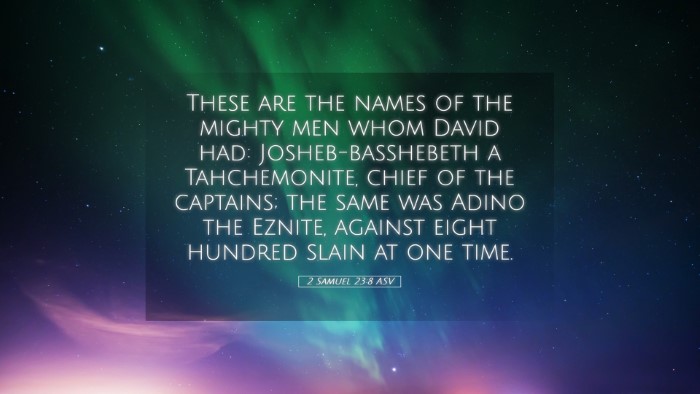 Picture 05 - 2 Samuel 23:8 ASV Desktop Wallpaper - These are the names of the mighty men whom David - Desktop Bible Verse Wallpaper