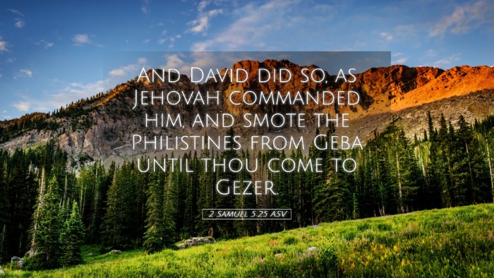 Picture 05 - 2 Samuel 5:25 ASV Desktop Wallpaper - And David did so, as Jehovah commanded him, and - Desktop Bible Verse Wallpaper