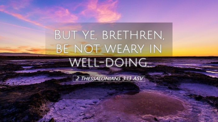 Picture 05 - 2 Thessalonians 3:13 ASV Desktop Wallpaper - But ye, brethren, be not weary in - Desktop Bible Verse Wallpaper