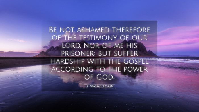 Picture 05 - 2 Timothy 1:8 ASV Desktop Wallpaper - Be not ashamed therefore of the testimony of our - Desktop Bible Verse Wallpaper