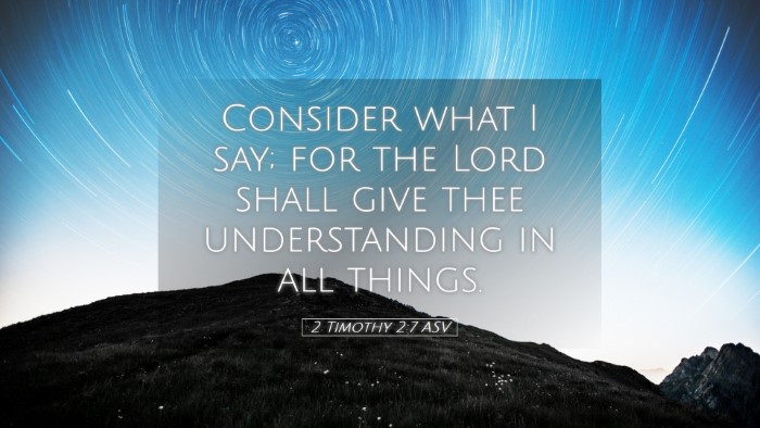 Picture 05 - 2 Timothy 2:7 ASV Desktop Wallpaper - Consider what I say; for the Lord shall give thee - Desktop Bible Verse Wallpaper