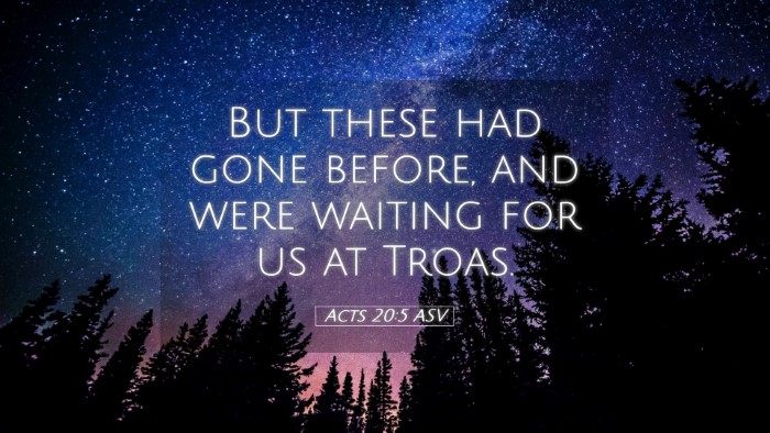 Picture 05 - Acts 20:5 ASV Desktop Wallpaper - But these had gone before, and were waiting for - Desktop Bible Verse Wallpaper