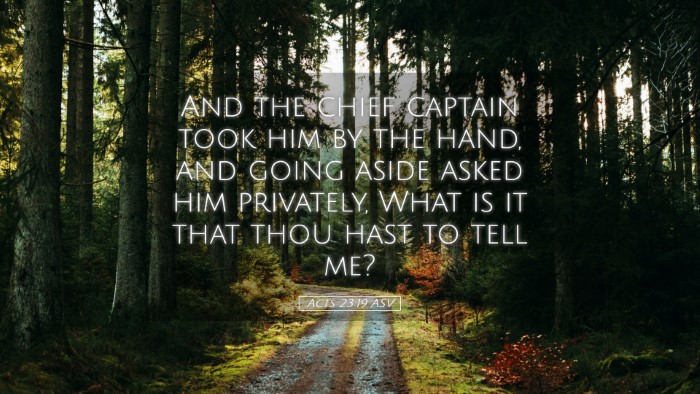 Picture 05 - Acts 23:19 ASV Desktop Wallpaper - And the chief captain took him by the hand, and - Desktop Bible Verse Wallpaper