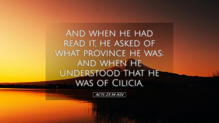 Picture 05 - Acts 23:34 ASV Desktop Wallpaper - And when he had read it, he asked of what - Desktop Bible Verse Wallpaper