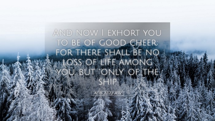 Picture 05 - Acts 27:22 ASV Desktop Wallpaper - And now I exhort you to be of good cheer; for - Desktop Bible Verse Wallpaper
