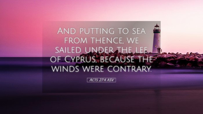 Picture 05 - Acts 27:4 ASV Desktop Wallpaper - And putting to sea from thence, we sailed under - Desktop Bible Verse Wallpaper