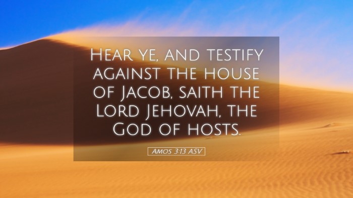 Picture 05 - Amos 3:13 ASV Desktop Wallpaper - Hear ye, and testify against the house of Jacob, - Desktop Bible Verse Wallpaper