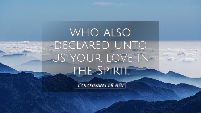 Picture 05 - Colossians 1:8 ASV Desktop Wallpaper - who also declared unto us your love in the - Desktop Bible Verse Wallpaper